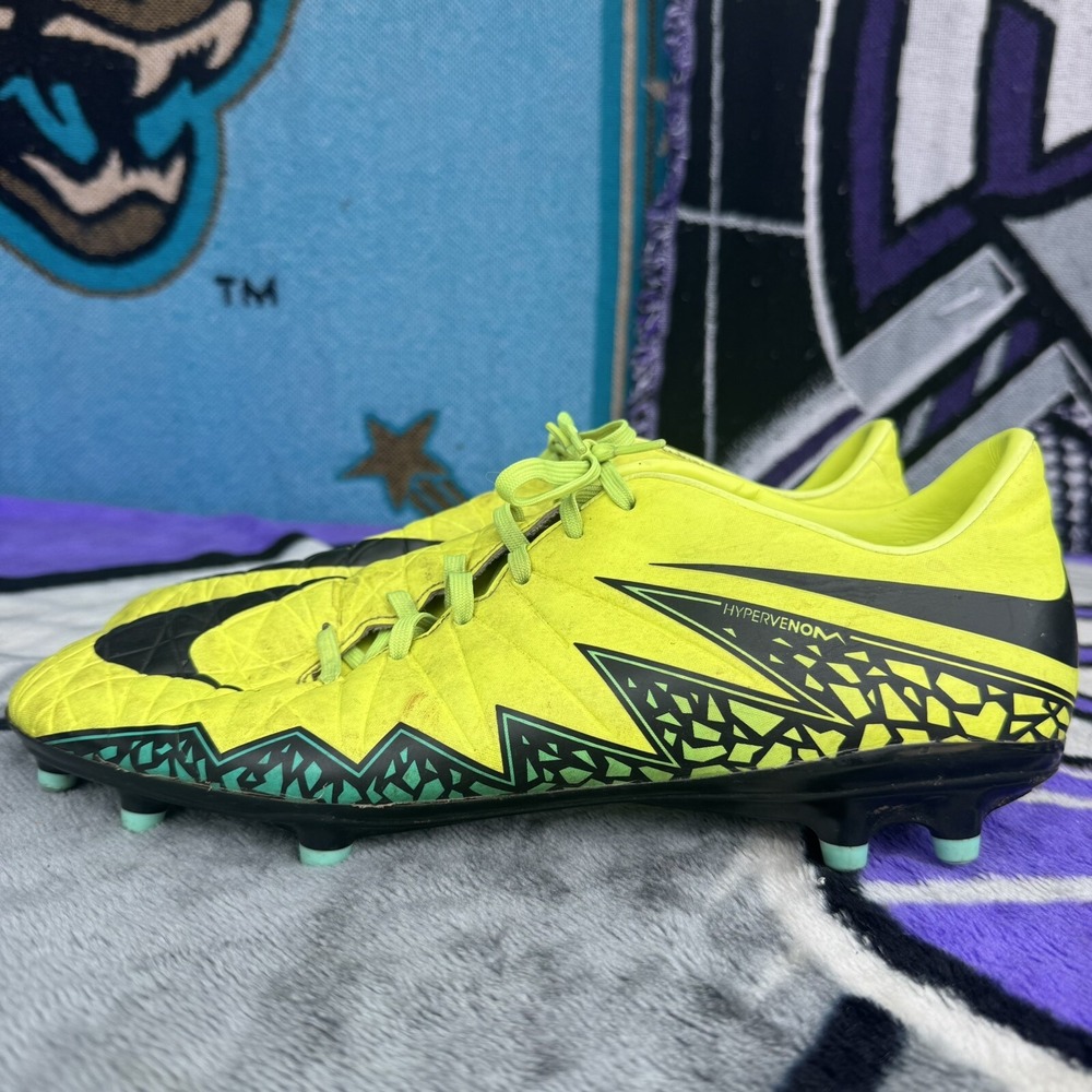 Size 12 Nike Mens Hypervenom Phelon II FG 749896 703 Volt Black Football‎ Cleats